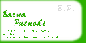 barna putnoki business card